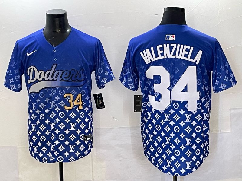 Men Los Angeles Dodgers #34 Valenzuela Blue Nike 2025 MLB jersey 02->los angeles dodgers->MLB Jersey